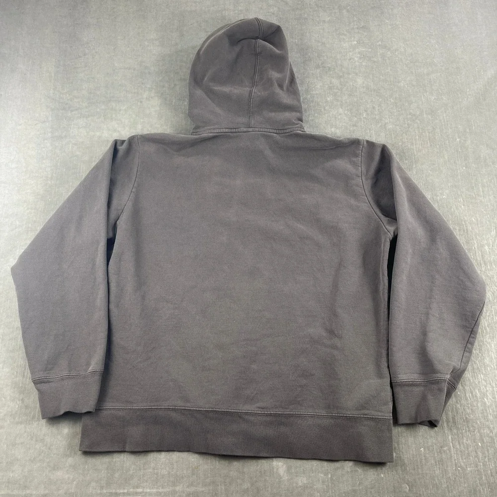 The North Face Men Large Gray Hoodie Blue Logo Graphic Pullover Sweatshirt